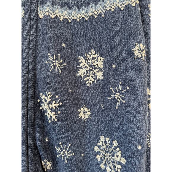 Caley St Clair L, Vintage Snowflake Zip Cardigan, Nordic Fair Isle Knit Blue - Picture 11 of 16